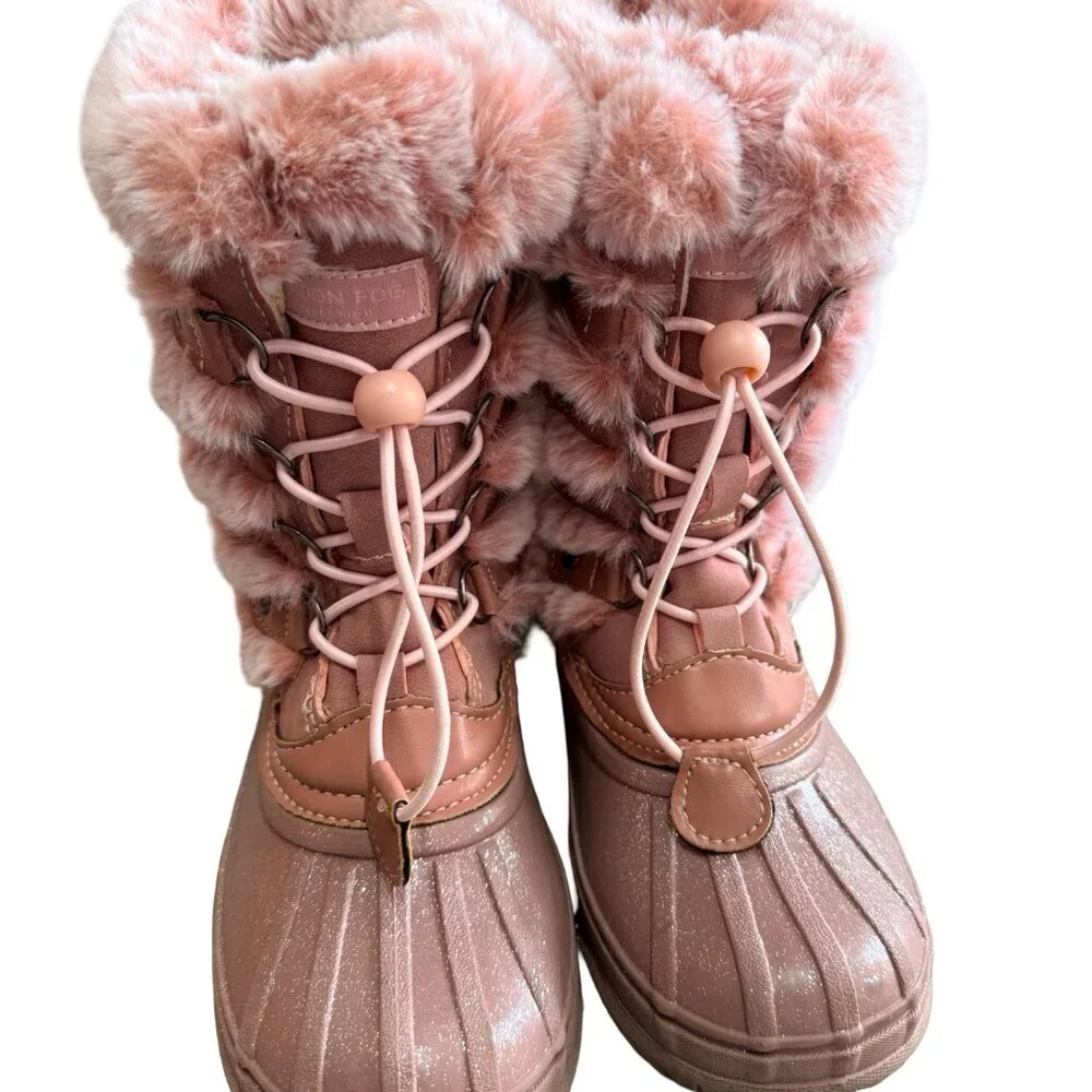 London Fog Girls Pink Faux Fur Winter Boots Size 2